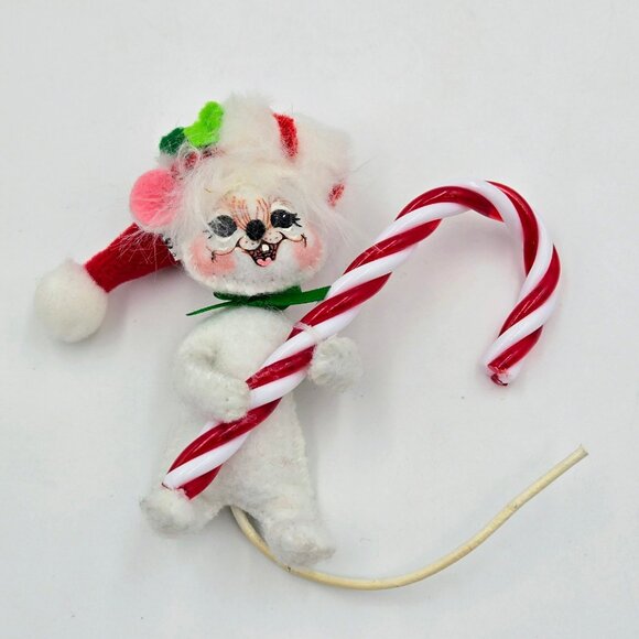 Annalee Sweet Candy Cane Mouse Santa Hat Christmas Ornament 2009 Read - Picture 6 of 10